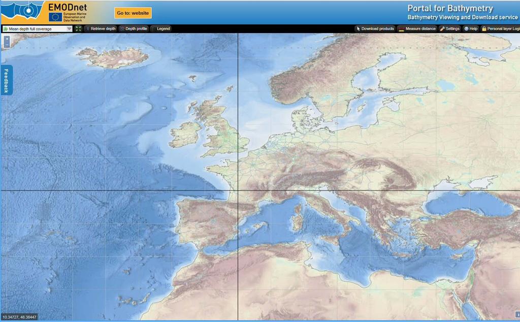 Bathymetry Viewing and Download service with