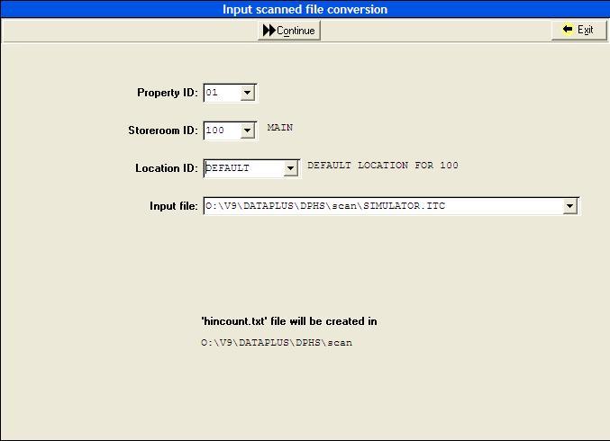 ScanPal Conversion This utility will take the ScanPal output file and convert it into a text file named hincount.txt and is saved in the Scan Path directory specified in Inventory Parameters.