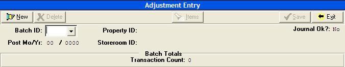 Data Entry To create new adjustment batch, click New.