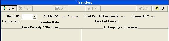Data Entry To create new transfer batch, click New.