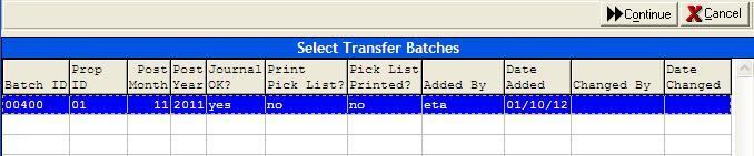 Post Select the batch(es) to include in the posting. Selected batches will be highlighted in blue. Click a batch a second time to de-select it.