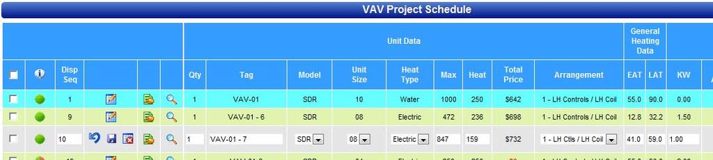 Step 4 Editing / Changing / Refining the Project Schedule Displaying Data Using the VAV Project Schedule There are different display options for the project schedule (see below). 1.