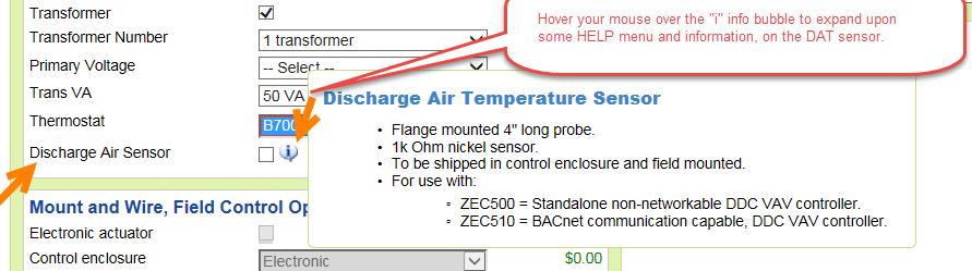 After selecting your thermostat, next decide upon whether you require a Discharge Air Temperature sensor.