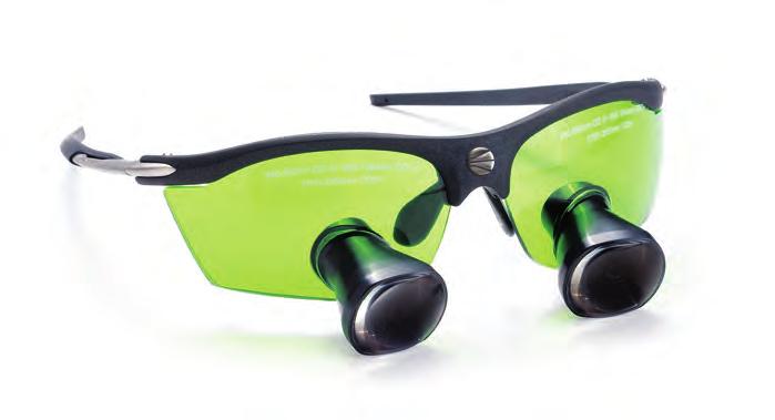 LASER LOUPES Designed for clinicians participating in or performing laser procedures, the loupe offers eye protection and magnification in a single lightweight