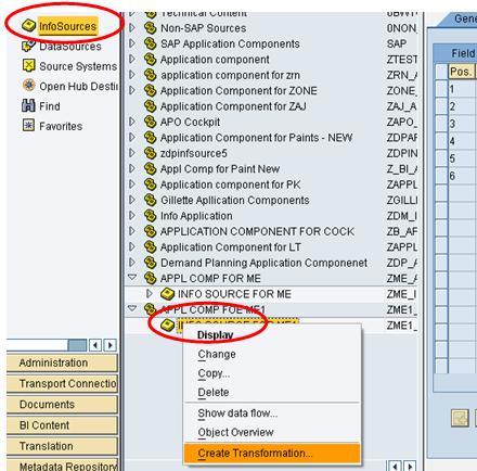 7. Create Transformation Select info source under modeling.