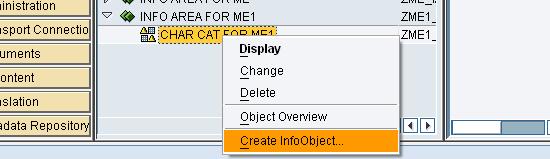 Right click on char cat to create info objects: