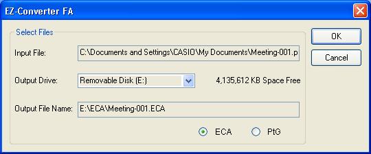 To convert a PowerPoint file to an ECA file or PtG file Important!