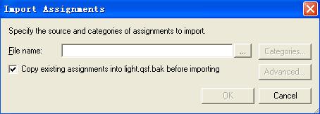 Figure 28.Exporting the pin assignment. You can import a pin assignment by choosing Assignments > Import Assignments. This opens the dialogue in Figure 29 to select the file to import.