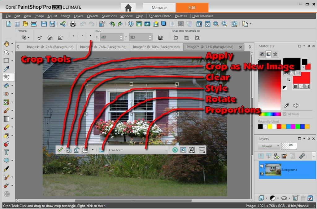 Beginning Paint Shop Pro 2019 Cropping Images Figure 22 shows an image with a crop area in place. Observe the following features of the cropping tool.