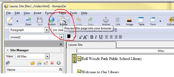 VIEWING THE WEBPAGE IN DIFFERENT MODES AND PREVIEWING IT IN A BROWSER 20.At the bottom of the document window, you will notice 4 tabs: Normal, HTML Tags, Source and Preview.