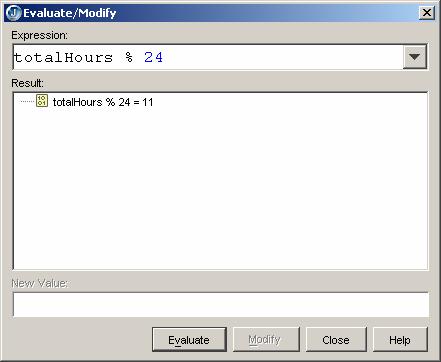 Figure 4.8 You can type an expression and evaluate it in the Evaluate/Modify dialog box. TIP: The debugger is an indispensable, powerful tool that boosts your programming productivity.
