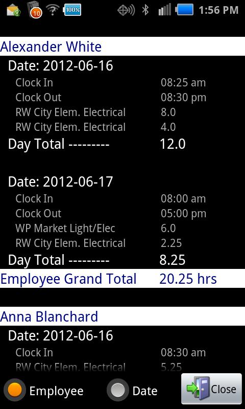 Duration By Employee Report Duration By Date Report Tag List Editing The Edit Tag-Lists button is accessible via the Menu key on the Main Entry screen.