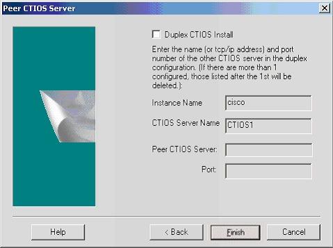 Install CTI OS Server The Peer CTIOS Server window appears. Figure 12: Peer CTI OS Server Step 18 You can configure a CTI OS Peer Server using this window.