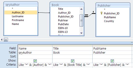Click the Queries tab in the Show Table window, select qryauthor query, click Add and then Close button. d) Drag Author_ID from qryauthor to Author_ID in Book table in the Diagram Pane.