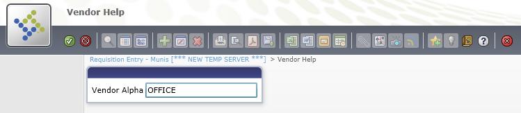 Click on the Ellipses ( ) next to the Vendor entry box to open the Vendor Help screen. 14.