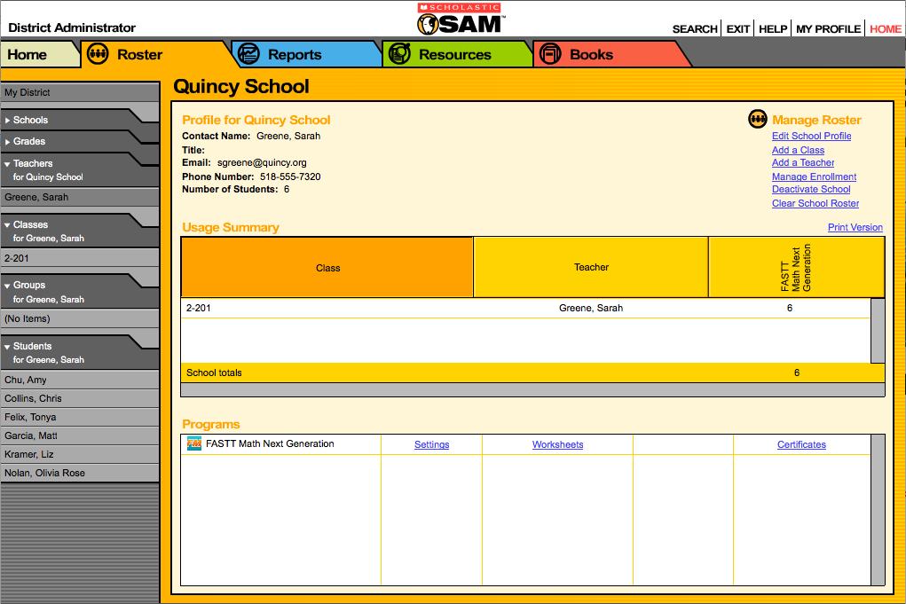 Initial SAM Setup After installing the entire purchased Scholastic suite of programs, activate the licenses to make the programs accessible to students.