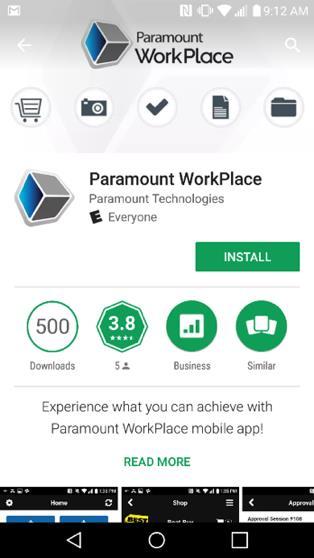 Simply search for Paramount WorkPlace and install.