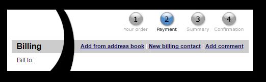 Reviewing or Placing an Order - Billing On the Billing panel the Bill to: will