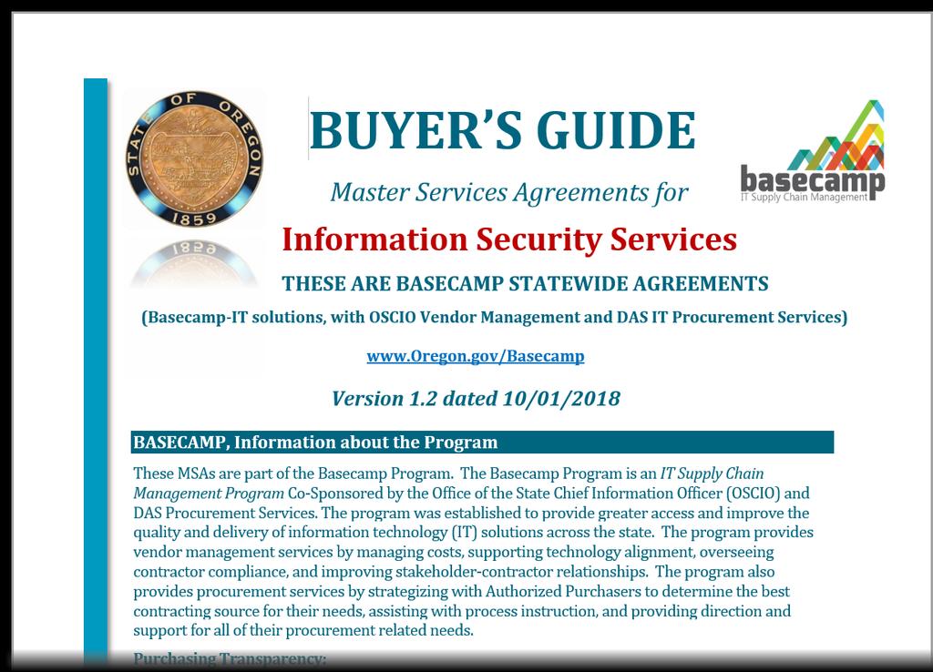 Basecamp offerings Cyber Security, Everything you need to get started Buyers Guide Service Matrix Selection Process