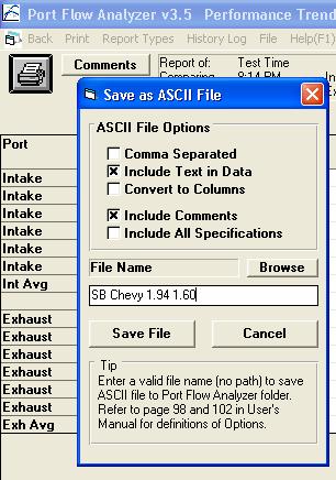 Figure A29 New ASCII File Options Several new options have been added to writing ASCII data files for importing into other data