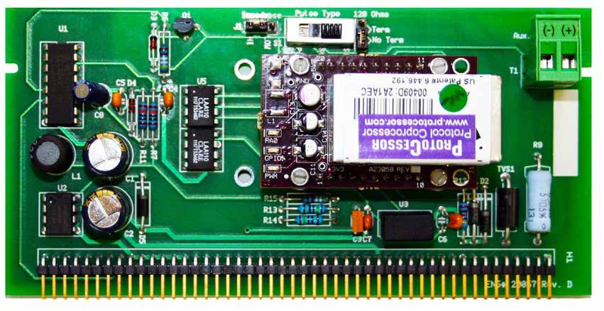 D-100-MOD MODBUS TCP Auxiliary Input Board Aux Pulse Input (Di3) Connector (T2) RJ45 Connector (T1) MODBUS TCP Pulse Type