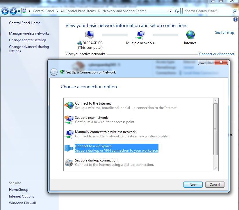 Windows 7 VPN Client: Go to Control Panel -> Network and select