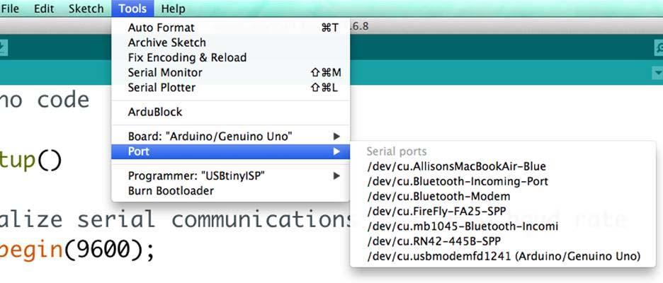 Restart your computer and open the Arduino environment (the blue Infinity symbol with the positive and negative symbols in the center.