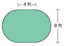 7) Find the circumference of a circle given that the area is 19. 9) Find the area of the figure.