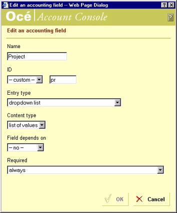 Edit an account field 1. Click 'Fields' on the 'Account fields' tab. 2. Click the 'Edit...' button in the 'Fields' section. The 'Edit field' window opens.