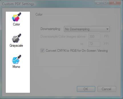 Color Categories Create a PDF of any standard by having full control over the document s image and compression options. 1.