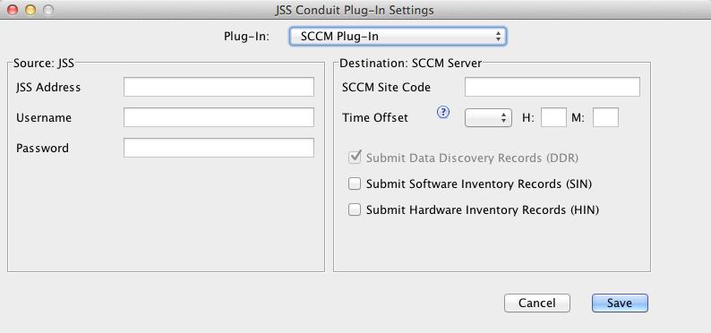 Setting Up an SCCM Plug-in Instance Before you can export data to SCCM, you must launch the JSS Conduit and set up an SCCM plug-in instance.