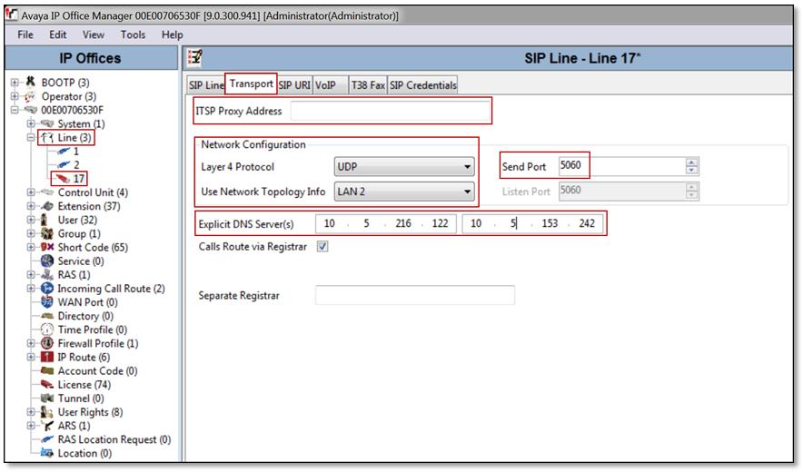 13 P a g e SIP Line - Transport Tab Select the Transport tab. Set or verify the parameters as shown below. 1.