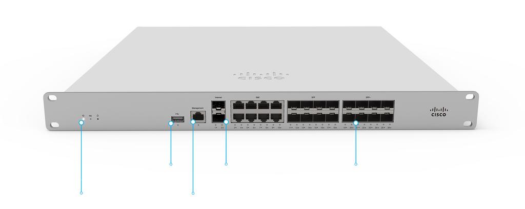 INSIDE THE CISCO MERAKI MX MX450 shown, features vary by model Redundant Power Reliable, energy efficient design with field replaceable power supplies Modular Fans High-performance