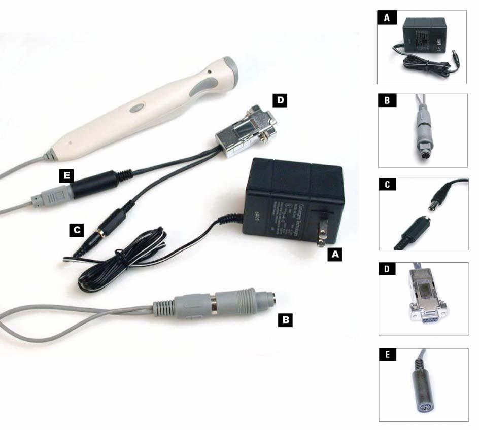 1 SPECIFICATIONS & INSTRUCTIONS 1.6.2 Serial Port Adapter Please read the following before setting up your Code Reader 1.1 with serial port adapter. A. Plug the 230 Volt AC adapter into the wall socket.