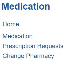Medication This is the Medication menu.