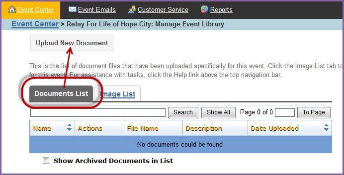 From the EMC, click Event Center in the top Navigation Bar and under Related Actions select Manage Event Library 2.