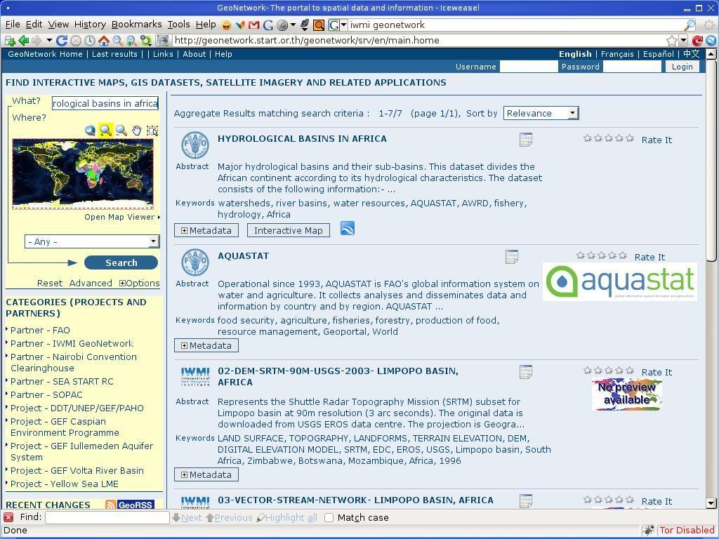 Search results 15 Example of results metadata, download etc Note result options