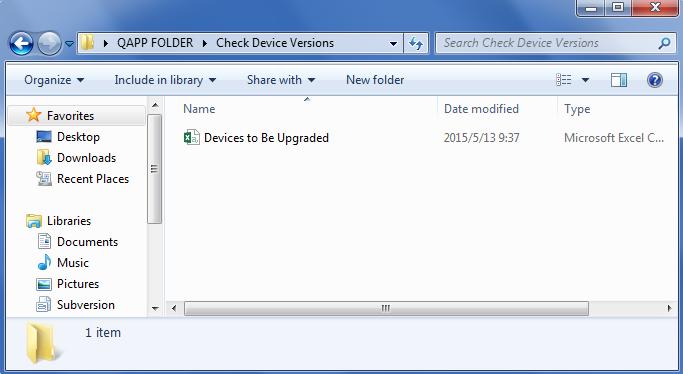 Opening the folder, you will see the CSV file (in this sample, the name of the CSV file is Devices to Be