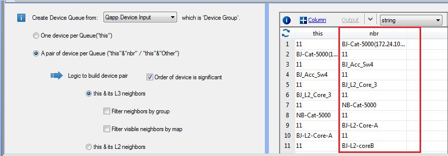 To retrieve data of a device s neighbor at the same time, you need to add another flowchart for neighbor devices in the Canvas.