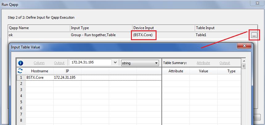 After creating a new table and finishing editing row values, we need to go to Device Input tab and set the Qapp to obtain devices from imported table.