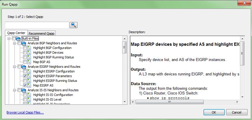 Add Qmap: Click Add Qapp button and the Run Qapp window opens. Select one or multiple Qapps to the task.
