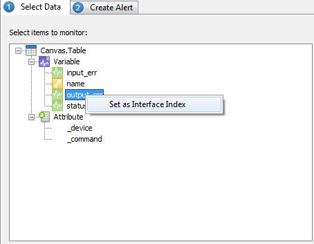 Select one variable such as input_err, then click Interface Items and click export arrow button. The Set Key Variable window opens up asking you to select the interface name variable.