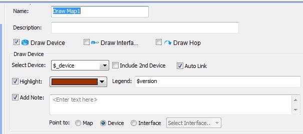 Edit the Draw Map in the left pane: Check the checkbox of Draw Device. Based on actual need, you could also draw the device s interfaces and Hops (for traffic path) on map.