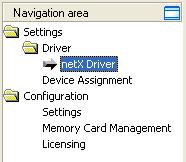 Description of the nethost DTM 112/158 12.3.3 netx Driver Dialog Window The Driver folder in the Navigation Area lists all drivers that can be configured by a configuration dialog.