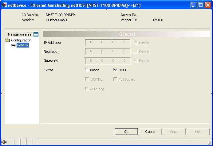 Configuring the nethost Step-By-Step 54/158 The General dialog of the Ethernet Marshalling configuration opens: Figure 42: