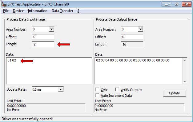 Testing Communication Step-By-Step 92/158 11. Display input data in cifx Test Application. Change to the cifx Test Application.