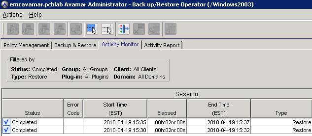 dialog box in the administrator. Note: at the time of backup, the restore target Exchange server must have the same version and service pack level as the source Exchange server.