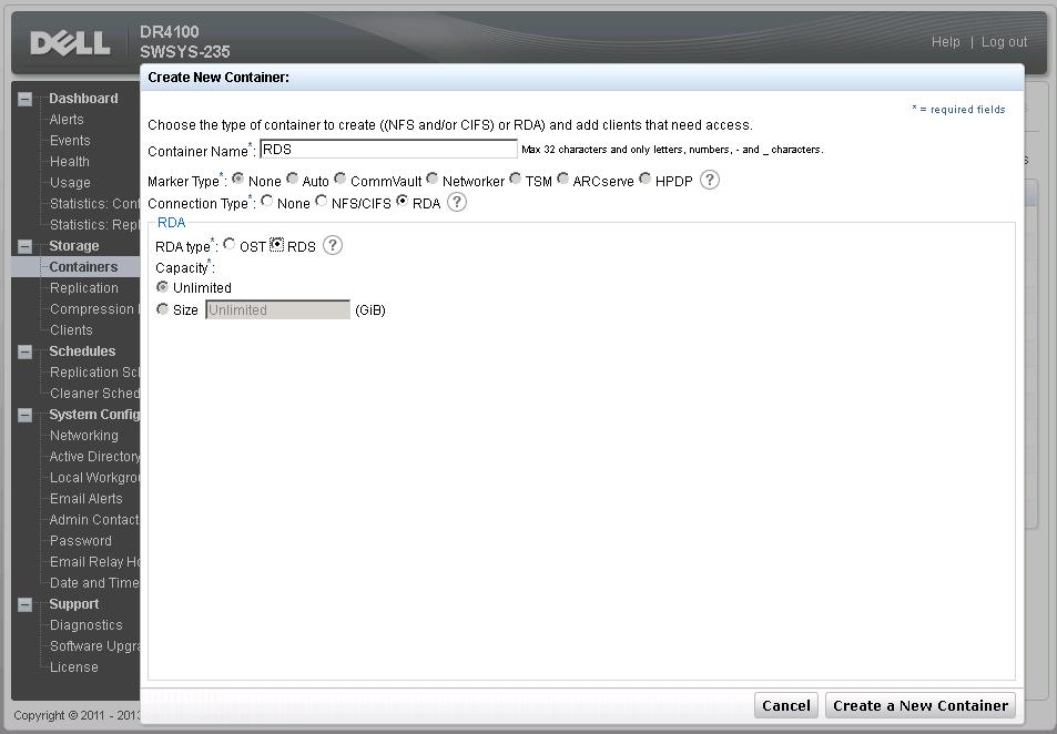 2 Creating and configuring the RDA target container(s) for NetVault Backup 1.