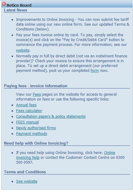 4. The Home page The Home page shows your firm s account balance, options to download statements and provides useful links to fees information.