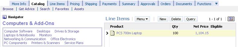 If the products for the Quote are incorrect or if the customer wishes to add additional products, then the customer service agent can use the catalog to browse a buying